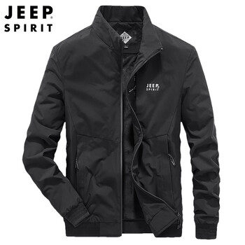 Jeep spirit jeep jacket men's jacket autumn and winter men's velvet windproof casual stand collar top men's black xl