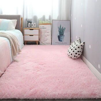 Ins plush plush bedroom bedside carpet girl heart living room coffee table blanket thickened room carpet home pink plush size 80cm*160cm