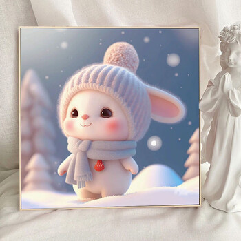 Ji ri man embroidery cross stitch 2026 new living room thread embroidery rabbit cartoon small picture self-embroidery entry handmade decorative painting 50*50-cotton thread 3 strand embroidery/41 colors/full embroidery