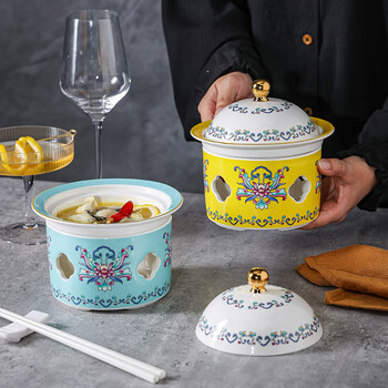 Chidu soup cup, stew pot, one-person candle heating bowl, hotel enamel tableware, high-looking bird's nest bowl, upper fin cup, 6-inch donghui reverse fin cup-mrs. blue