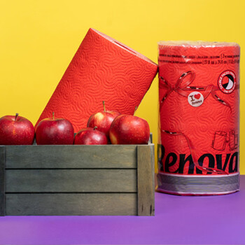 Renova imported color kitchen special wet and dry kitchen food grade kitchen paper roll absorbs water and oil, widens and is durable imported color kitchen paper red 2 layers 120 sections * 1 roll