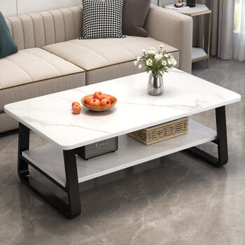 Shanshan wood art coffee table living room household double-layer light luxury coffee table small apartment modern simple small tea table multi-functional sofa side table