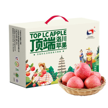 Luochuan apple, shaanxi yan'an seasonal apple, fruit red fuji apple gift box, fresh fresh origin, direct delivery, 10 pieces 80mm selected fruit gift box