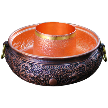 Copper soul copper hot pot pure copper thickened multi-functional multi-functional household commercial gas large capacity copper pot 30cm pot-in-pot double dragon gas without lid 30cm
