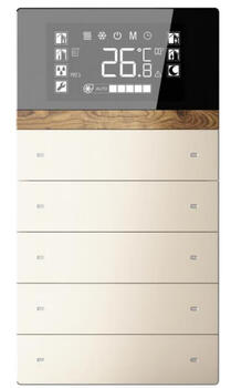 Origin knx smart switch panel, metal material, five-link ten-key switch with temperature control