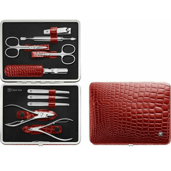 Zwilling manicure tool set nail scissors nail clipper nail file nail clipper set high-end gift box bonded area ready red cow leather clip ten-piece set bonded area ready