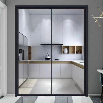 Vinoa customized extremely narrow balcony three-linked kitchen sliding door living room partition toilet sliding door double-layer tempered glass door transparent + transparent / frosted floor rail double rail double leaf