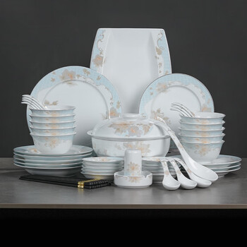 Jingdezhen (jdz) ceramic tableware complete set of high temperature resistant household rice dishes set plate housewarming wedding gift spring breeze