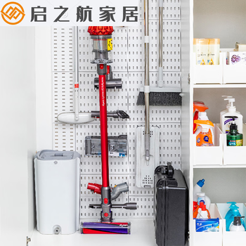 Sanqi tiger cave hole board storage rack vacuum cleaner bracket no punching wall wall-mounted storage rack large board*6+l-shaped hook*12 suitable for dyson vacuum cleaner set