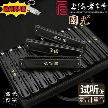 Guoguang 24-hole polyphonic harmonica #a/b/c/d/e/f/g imported gongs for beginners, adults, professional performance-level engraving, 24-hole black polyphonic 12-tone set
