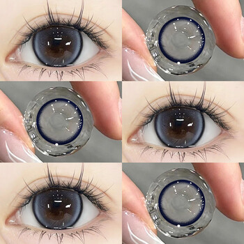 Ovolook contact lenses, 10 pieces per day, sandwich craft, small diameter, black fusion lenses, moist, transparent and comfortable for daily use, blueberry chupa beads 14.5, 10 pieces per day, 0 degree
