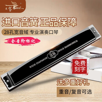 German imported gongs 28-hole polyphonic harmonica high-end adult accent gift gift professional performance instrument black accent c key