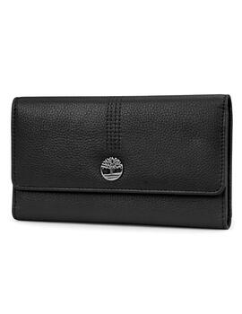 Timberland women's leather rfid flap wallet clutch, black (pebble) one size
