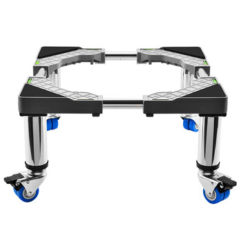 Washing machine base stainless steel heightening mobile tripod automatic drum adjustable bracket refrigerator ice machine bracket heightening 4 double wheels total height 20cm gray 25 round tube l9