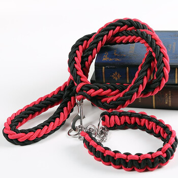 Dogstory dog rope medium dog large dog leash golden retriever dog walking rope dog chain large dog collar red black medium size (15-38 catties)