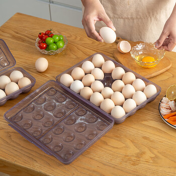 Jimeng egg storage box is portable, shockproof, taller and thicker and can be stacked with a refrigerator crisper and 1 egg box (transparent purple 24-grid model)