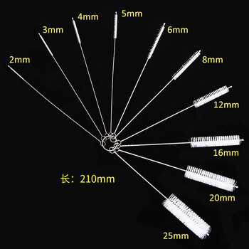 Nylon brush, small test tube brush, custom pipe brush, cleaning and dredging, plastic brush, straw round hole brush, 10 specifications, set