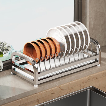 Austrian 304 stainless steel dishwashing rack, drain rack, dish rack, kitchen storage rack, countertop storage rack, can be put into the cabinet, single-layer dish rack (solid dish slot)