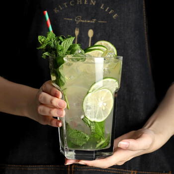 Valentine ins style nordic internet celebrity hexagonal cup 800ml extra large glass water cup mojito wine glass beer glass drink cup large hexagonal mojito cup single 800ml 1