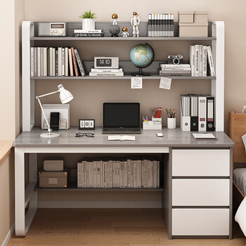 Xunqiao (spermek) computer desk desk bookcase combination home desktop bedroom student study desk simple office desk recommended upgrade three drawers 140cm o'levin gray