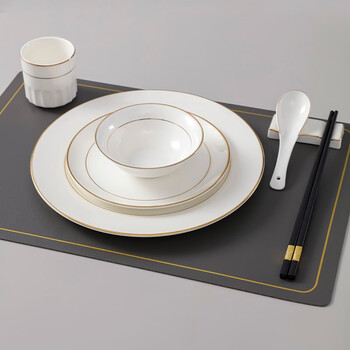 Guotao bone china tableware four-piece set hotel club dish plate set ceramic new chinese style printable custom logo seven-piece set configuration 7-piece set