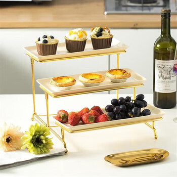 Youlaifu fruit plate, high-end dessert stand, three-layer ceramic living room, nuts, melon seeds, snacks, sugar tray, dried fruit basket box