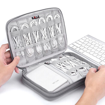 Biyoumi headphone data cable storage bag digital multi-function power supply charger box hard drive u disk travel portable organizing bag small double layer disd-myb