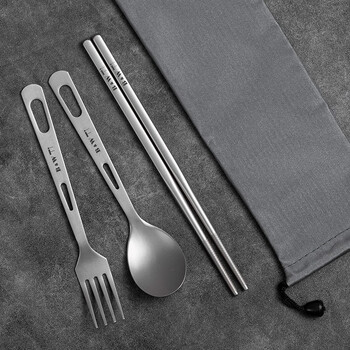 Half things life pure titanium portable tableware set chopsticks spoon and fork outdoor travel picnic camping chopsticks spoon and fork students and office workers pure titanium portable chopsticks spoon and fork 3-piece set