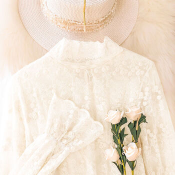 Ning wei 2025 spring and autumn new half turtle collar lace bottoming shirt women's western style top long sleeve mesh inner shirt dle white thin s