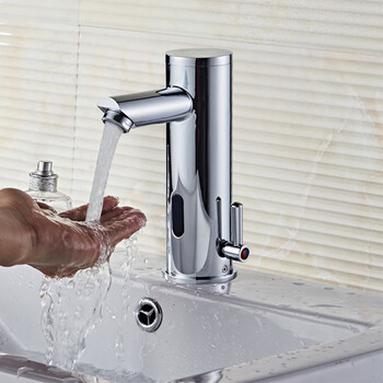 Guyuan all-copper sensor faucet with hot and cold water integrated smart fully automatic public place handwasher ac and dc dual-use gy6185ab