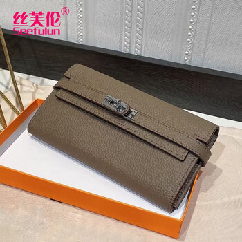 Sephoron fashionable genuine leather hand wallet women's 2026 new large capacity handbag holds mobile phone soft cowhide high-end wallet gray