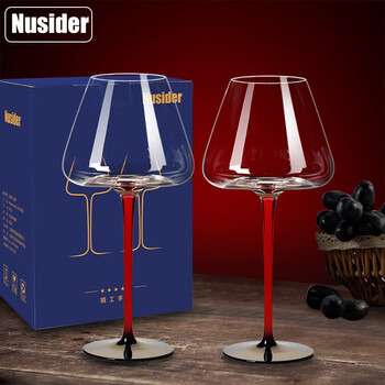Nusider light luxury black and red bow tie handmade crystal red wine glass set slim large home goblet wine glass wine set 720ml burgundy x2 only big belly closure