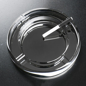 Vinos light luxury crystal ashtray creative personality home living room office club decoration high-end large ashtray round black gold 15cm