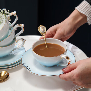 Ingri coffee cup set household light luxury ceramic afternoon tea set flower teapot cup and saucer bone china small luxury coffee set