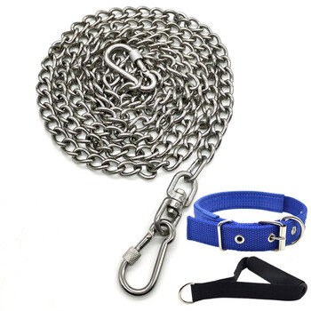 Kangbeni dog leash 304 stainless steel dog chain small, medium and large dogs, horse dogs, german shepherd anti-biting bolts, dog ropes, pet supplies, 3mm thick (for small and medium-sized dogs 15-40 pounds) 3 meters