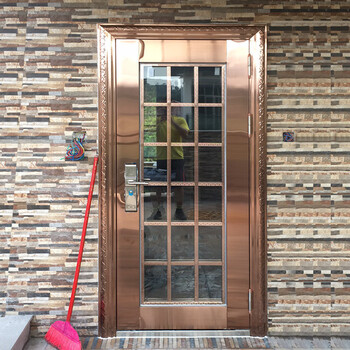 Qilicai 304 stainless steel door single door villa country door double door entry glass balcony security door home rose gold style 2