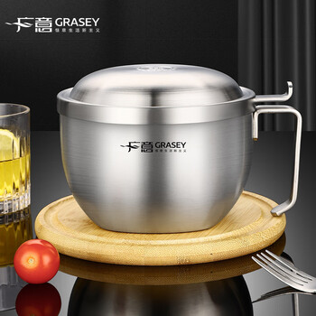 Guangyi 304 stainless steel instant noodle bowl lunch box with lid for students and office workers fast food cups and bowls anti-scald lunch box gy7630