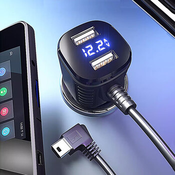 Meiya smart car charger 3.5m cigarette lighter power cord driving recorder power cord dual usb digital display