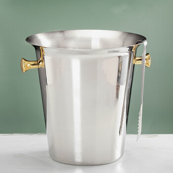 Language of cup stainless steel ice bucket for home european style double ear portable ice bucket bar ice cube bucket ice wine bucket home double gold ear silver ice bucket 5l/single