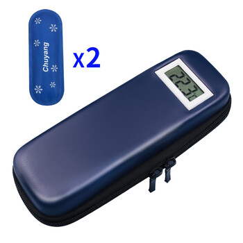 Japan's seiko insulin refrigerator box small portable medicine refrigerator pack insulated bag outdoor carrying ice bag temperature display small blue + 2 ice bags + anti-aircraft