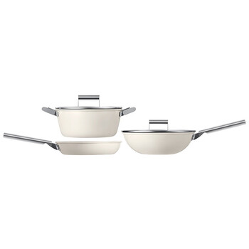 Deshi langzhi simple iron non-stick three-piece set (white) dfs-tz954b-wh