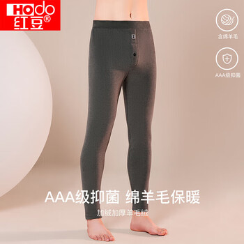 Red bean thermal pants men's wool plus velvet thickened autumn pants men's antibacterial brushed cold-proof underwear for middle-aged and elderly people