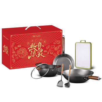 Royalstar royalstar hot hot pot 6-piece set wok soup pot frying pan spatula spoon cutting board set cookware rsd118-fj