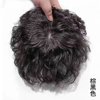 Tangni's head replacement hair piece female wig piece short curly hair mother middle-aged and elderly hair set textured perm artificial hair to cover white hair fluffy artificial hair textured curly hair 12*12 brown black needle top