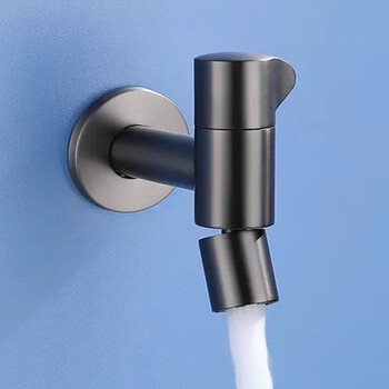 Shenglin gun gray full copper mop pool faucet single cold in-wall universal extended balcony mop large angle splash-proof 80 gun gray conventional swing comma style