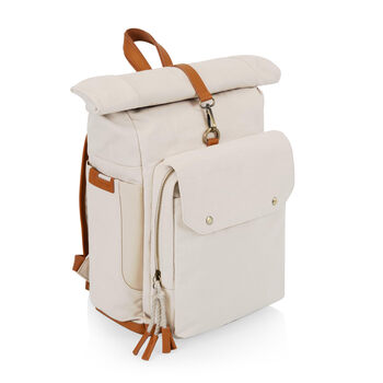 Picnic timecarmel roll-top backpack cooler suitable for lunch tan