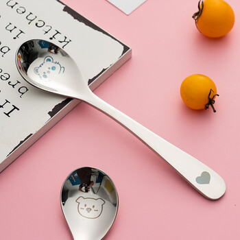 Onlycook children's spoon 304 stainless steel cartoon tableware baby baby food supplement rice spoon meal spoon soup spoon dessert spoon cat short / single
