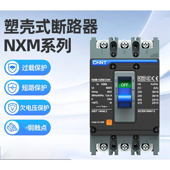 Plastic case circuit breaker nxm-63a air switch 3p100a125a250a switch three-phase four-wire air switch 250a 3p