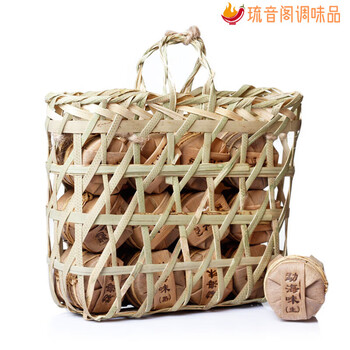 Chuxiao tea yunnan pu'er exquisite mini qizi cake tea bamboo basket cake thin tea menghai ancient tree tea bamboo basket 2022 raw tea mini cake tea 588g