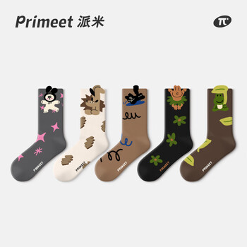 Primeet socks for women winter cartoon lace mid-calf socks for girls autumn and winter cotton socks niche design long socks